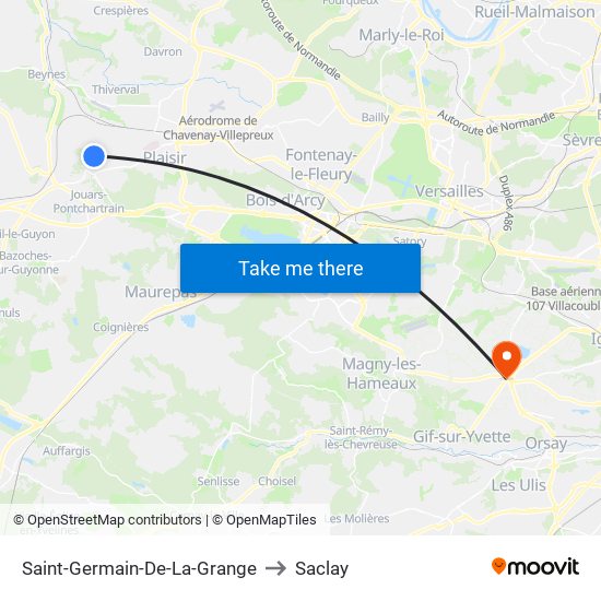 Saint-Germain-De-La-Grange to Saclay map