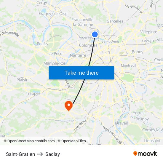 Saint-Gratien to Saclay map