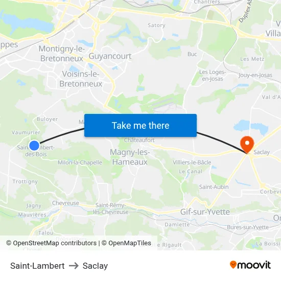 Saint-Lambert to Saclay map