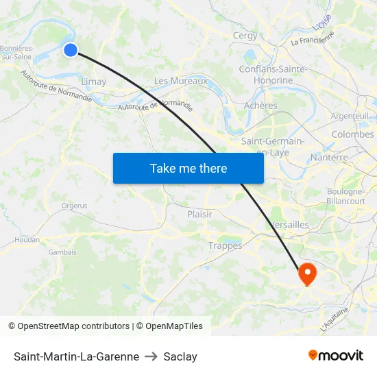 Saint-Martin-La-Garenne to Saclay map
