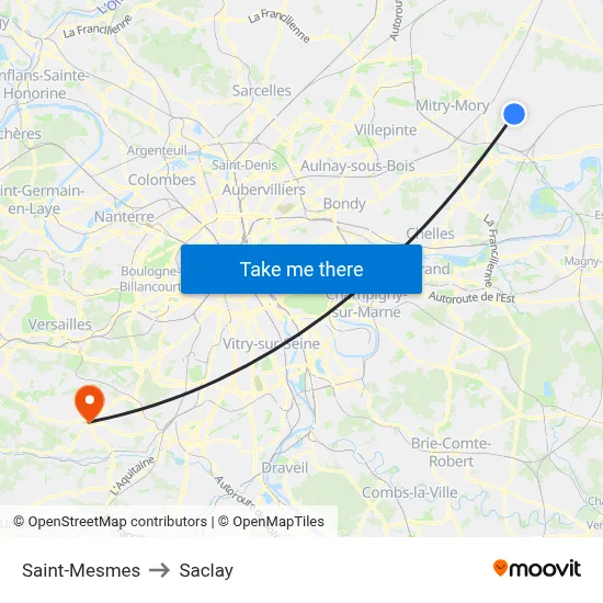 Saint-Mesmes to Saclay map