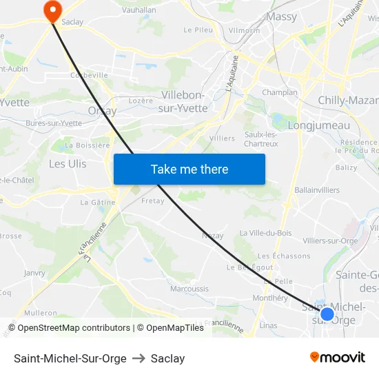 Saint-Michel-Sur-Orge to Saclay map