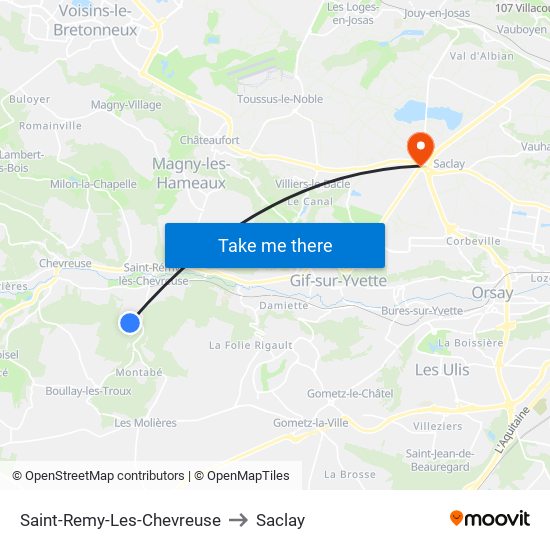 Saint-Remy-Les-Chevreuse to Saclay map