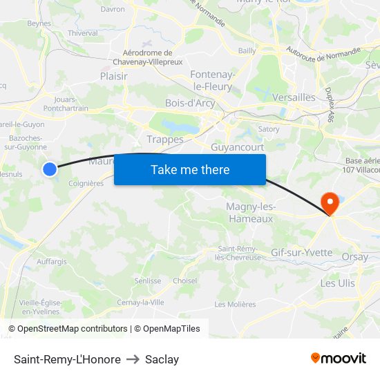 Saint-Remy-L'Honore to Saclay map