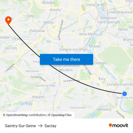 Saintry-Sur-Seine to Saclay map