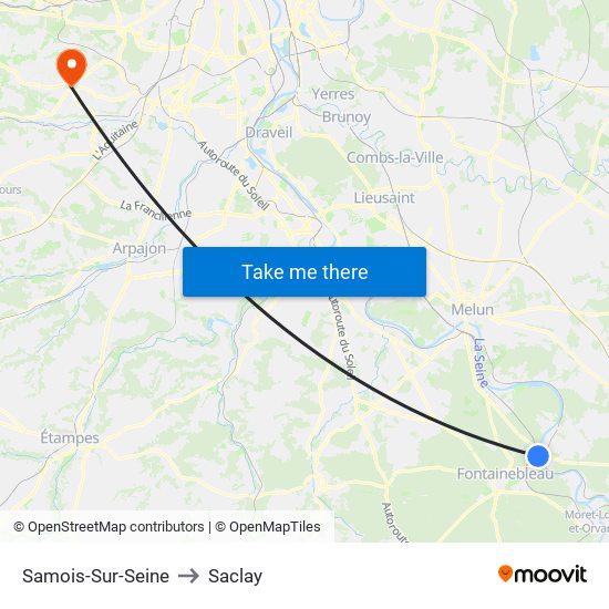 Samois-Sur-Seine to Saclay map