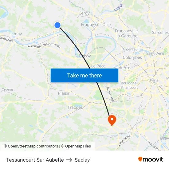 Tessancourt-Sur-Aubette to Saclay map
