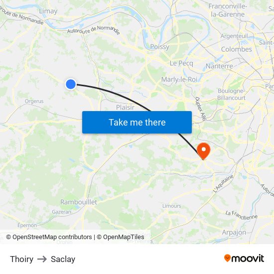 Thoiry to Saclay map