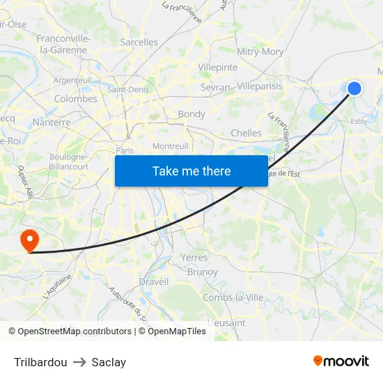 Trilbardou to Saclay map