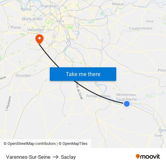 Varennes-Sur-Seine to Saclay map