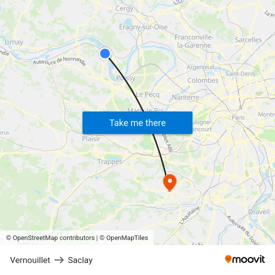 Vernouillet to Saclay map