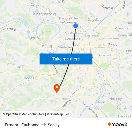 Ermont - Eaubonne to Saclay map