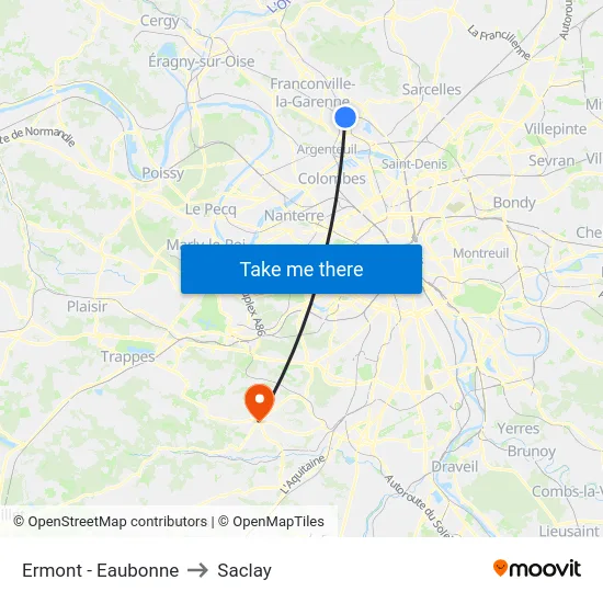 Ermont - Eaubonne to Saclay map