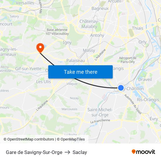 Gare de Savigny-Sur-Orge to Saclay map