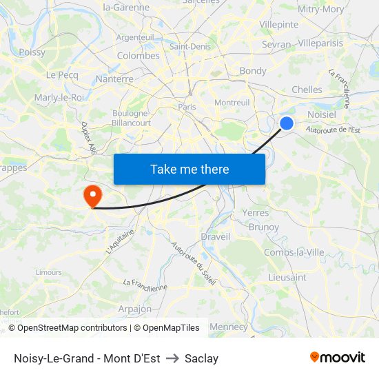 Noisy-Le-Grand - Mont D'Est to Saclay map