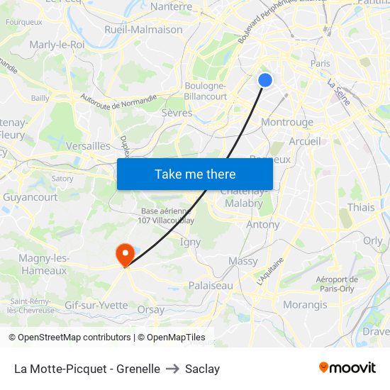 La Motte-Picquet - Grenelle to Saclay map