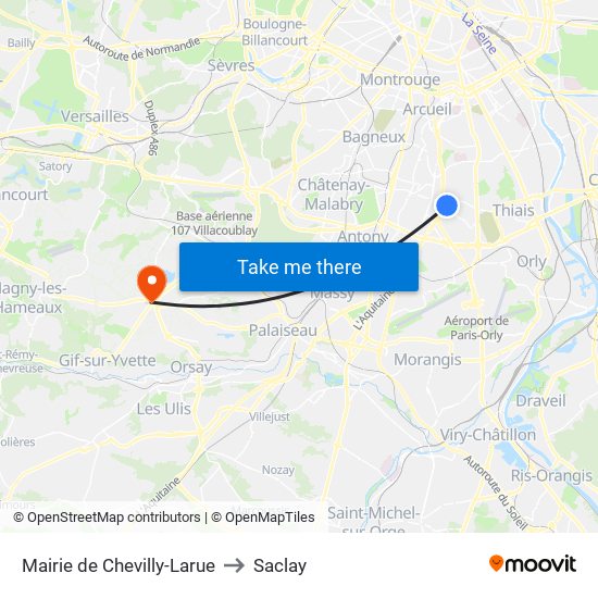 Mairie de Chevilly-Larue to Saclay map