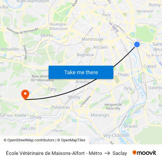 École Vétérinaire de Maisons-Alfort - Métro to Saclay map