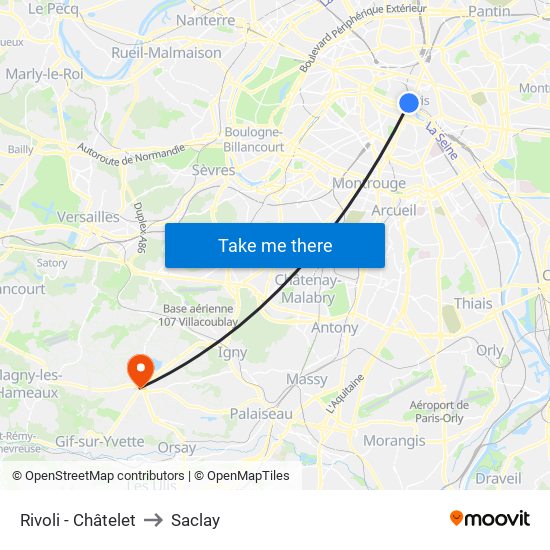 Rivoli - Châtelet to Saclay map