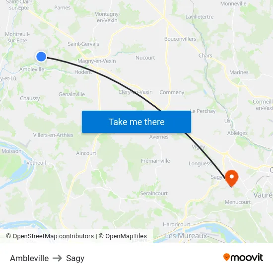 Ambleville to Sagy map