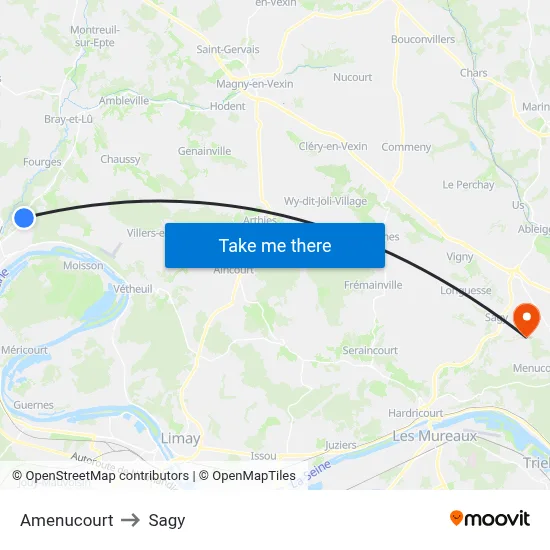Amenucourt to Sagy map