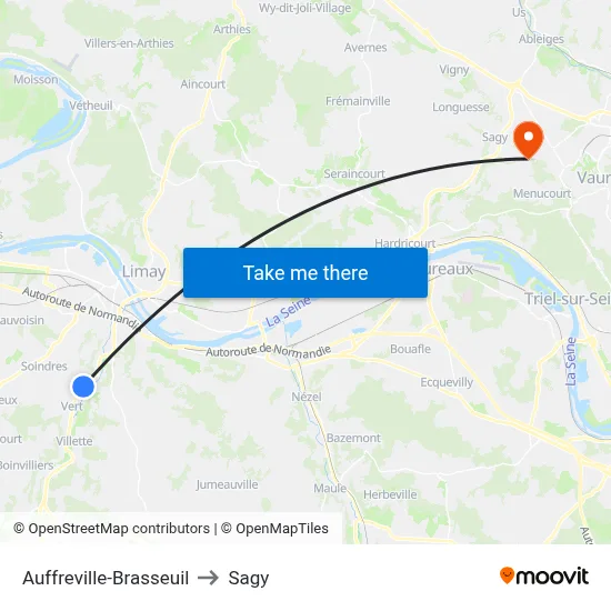 Auffreville-Brasseuil to Sagy map