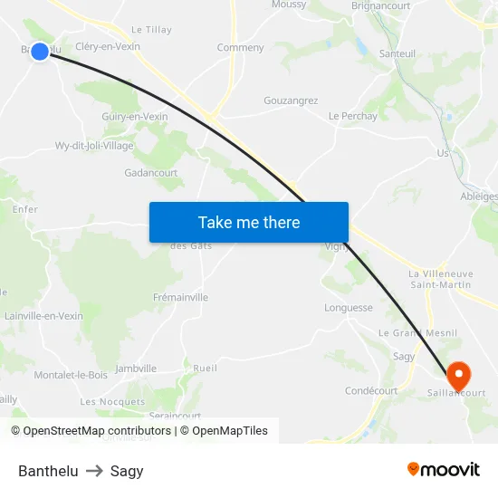 Banthelu to Sagy map