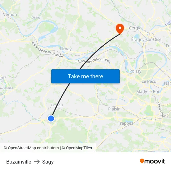 Bazainville to Sagy map