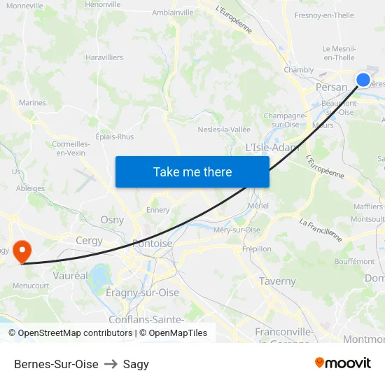 Bernes-Sur-Oise to Sagy map