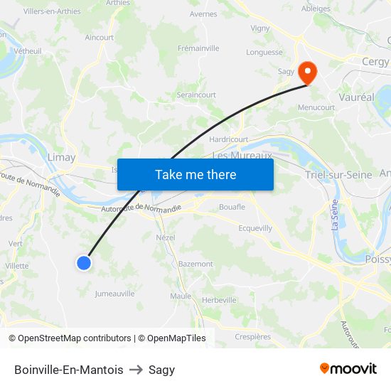 Boinville-En-Mantois to Sagy map