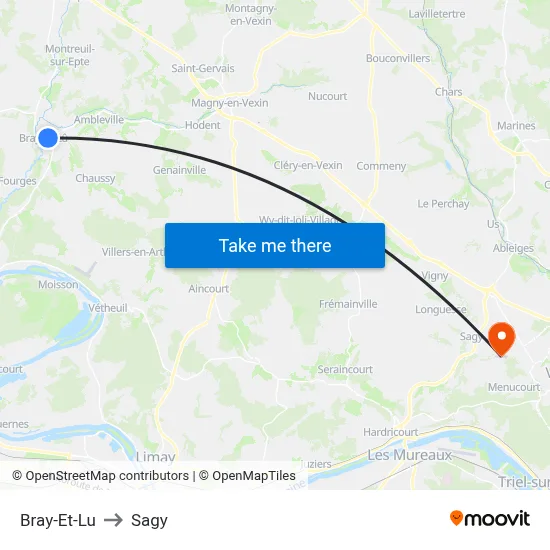 Bray-Et-Lu to Sagy map