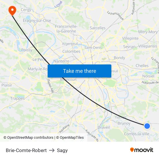 Brie-Comte-Robert to Sagy map