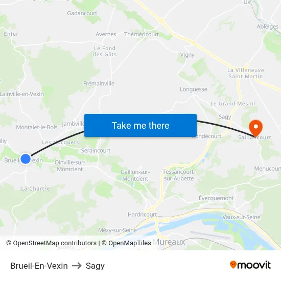 Brueil-En-Vexin to Sagy map