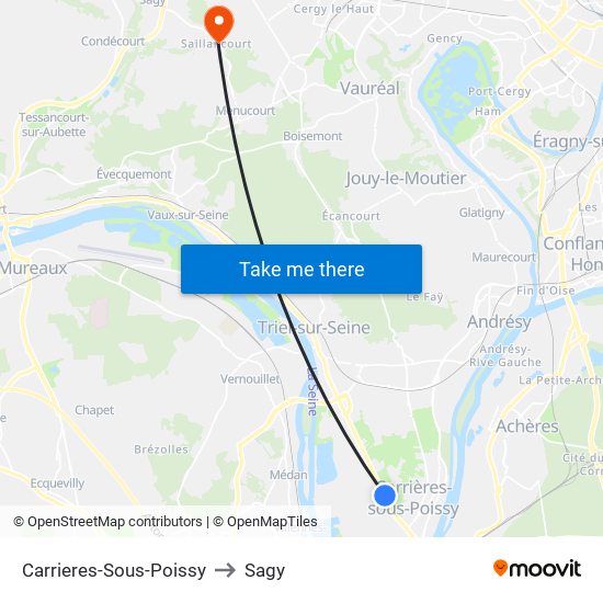 Carrieres-Sous-Poissy to Sagy map