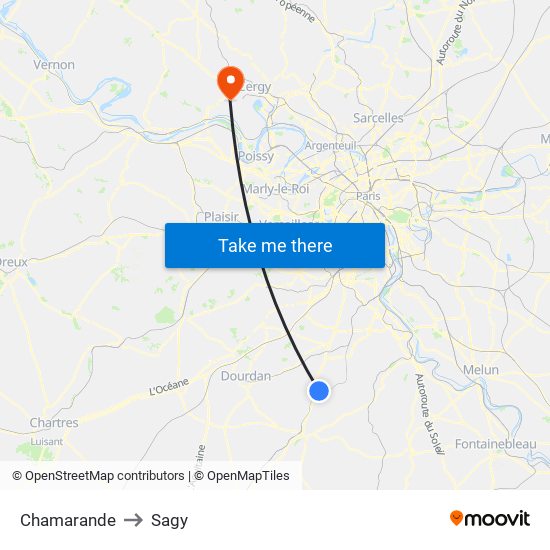 Chamarande to Sagy map