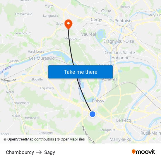 Chambourcy to Sagy map