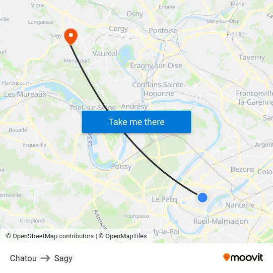 Chatou to Sagy map