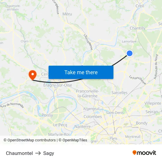 Chaumontel to Sagy map