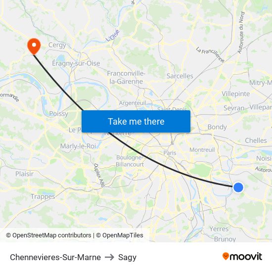 Chennevieres-Sur-Marne to Sagy map