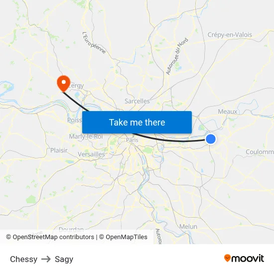 Chessy to Sagy map