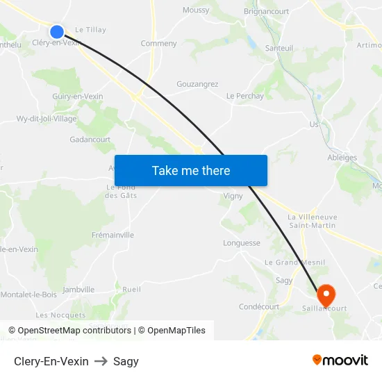 Clery-En-Vexin to Sagy map