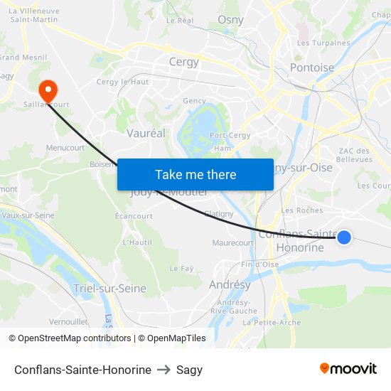 Conflans-Sainte-Honorine to Sagy map