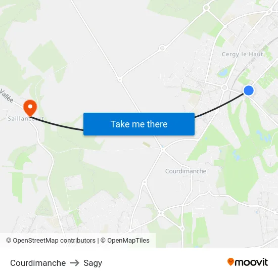 Courdimanche to Sagy map