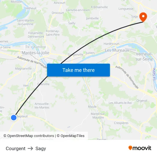 Courgent to Sagy map