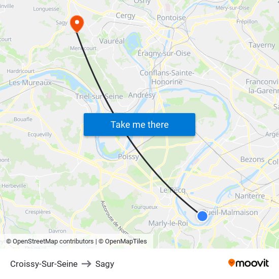 Croissy-Sur-Seine to Sagy map