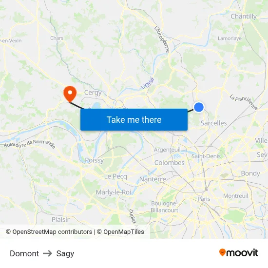 Domont to Sagy map