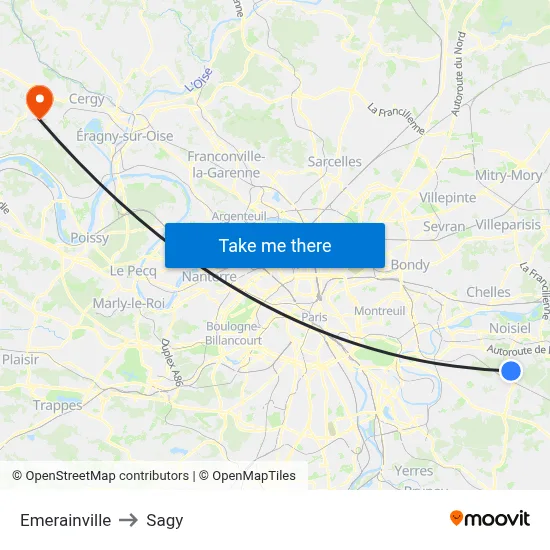 Emerainville to Sagy map