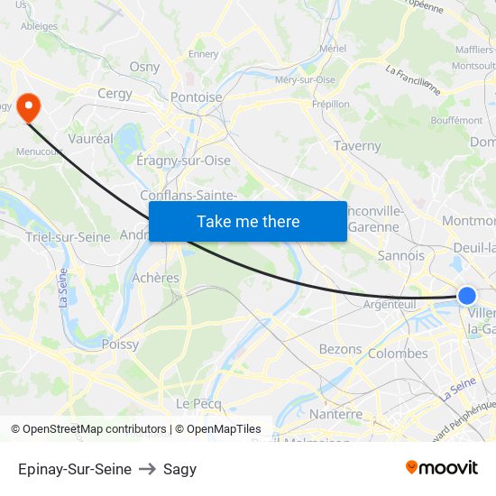 Epinay-Sur-Seine to Sagy map