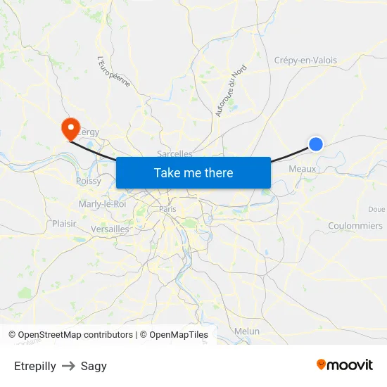 Etrepilly to Sagy map