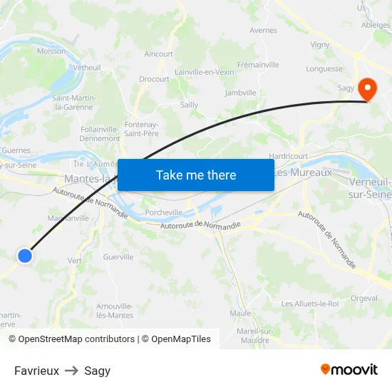 Favrieux to Sagy map